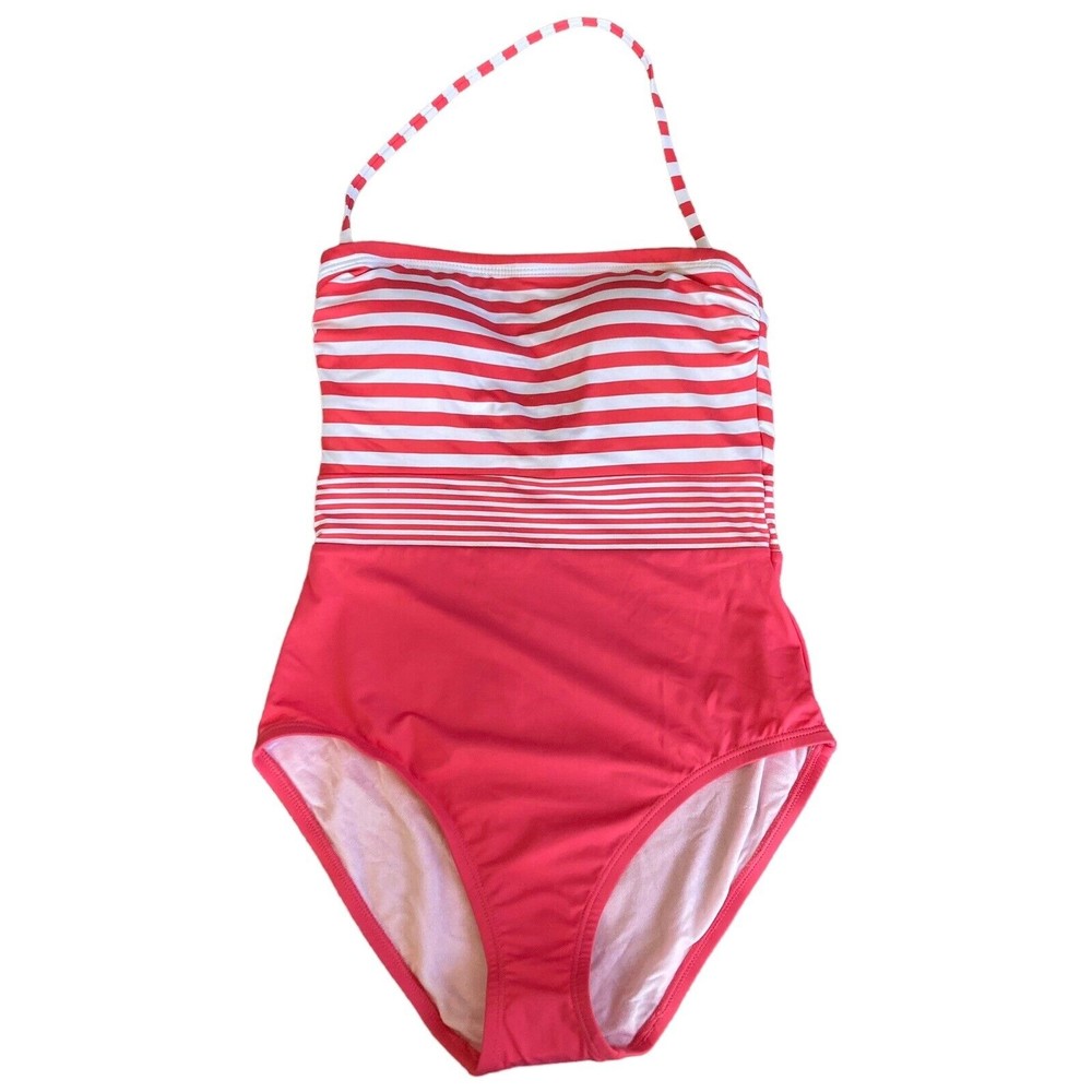 So cute!!   Tommy Bahama Women’s Sz 4 One-Piece Swimsuit Pink Stripe Halter NWOT
